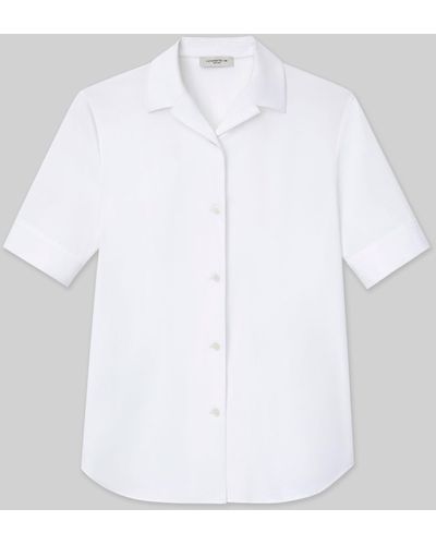 Lafayette 148 New York Plus-size Stretch Cotton Notch Collar Shirt - White