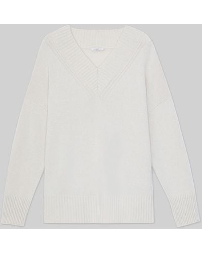 Lafayette 148 New York Plus-size Cashmere Ribbed V-neck Sweater - White