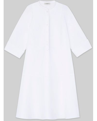 Lafayette 148 New York Petite Organic Cotton Poplin Tuxedo Bib Dress - White