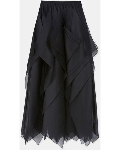 Lafayette 148 New York Silk Organza Layered Maxi Skirt - Black
