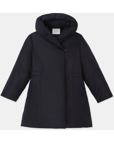 Lafayette 148 New York Micro Twill Quilted Down Oversized Coat - Blue