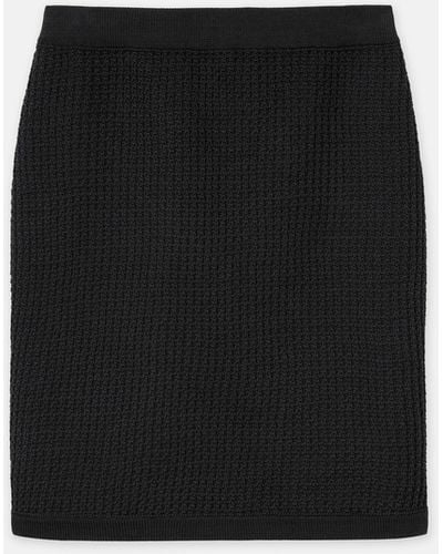 Lafayette 148 New York Organic Cotton Block Mesh Stitch Skirt - Black