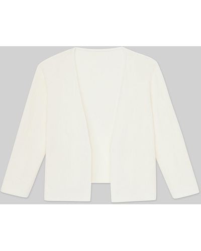 Lafayette 148 New York Petite Finespun Voile Open-front Cropped Cardigan - White