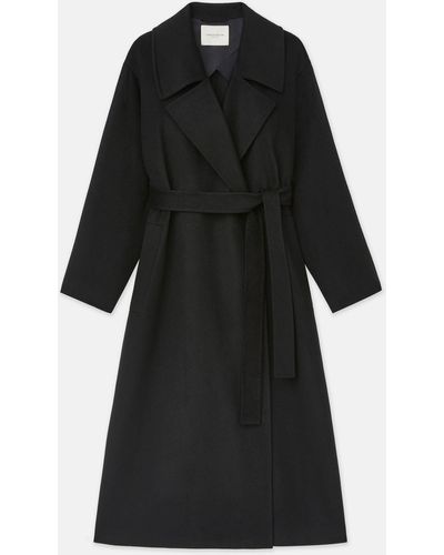 Lafayette 148 New York Camel Hair Oversized Trench Coat - Black