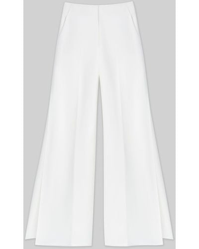 Lafayette 148 New York Finesse Crepe Franklin Wide Leg Ankle Pant - White