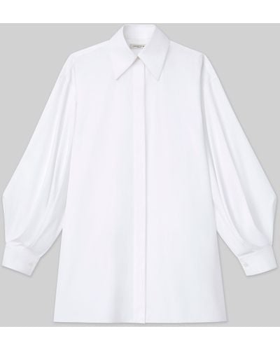 Lafayette 148 New York Organic Cotton Poplin Tie Back Oversized Shirt - White