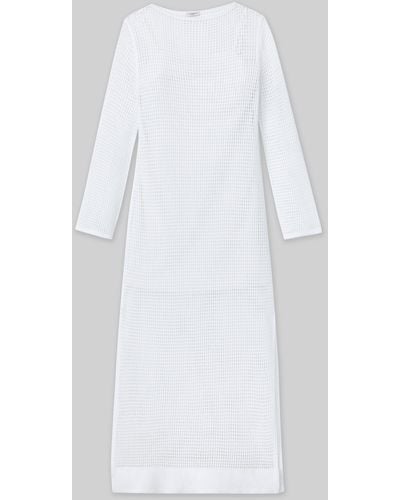 Lafayette 148 New York Organic Cotton Block Mesh Stitch Dress - White