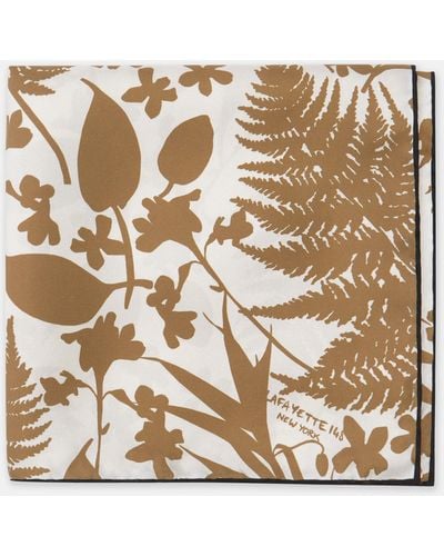 Lafayette 148 New York Eco Fern Fields Print Silk Scarf - Metallic