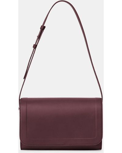 Lafayette 148 New York Calfskin Leather & Suede Saddle Bag—medium-date-one - Purple