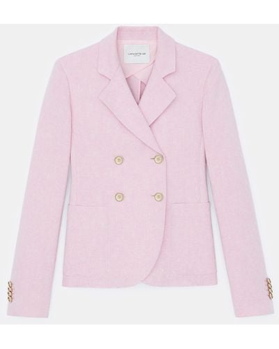 Lafayette 148 New York Petite Linensilk Donegal Doublebreasted Blazer - Pink