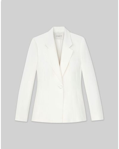 Lafayette 148 New York Plus-size Woolsilk Crepe Single Button Blazer - White