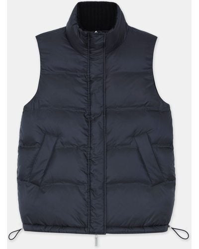Lafayette 148 New York Wool Knit & Quilted Down Reversible Vest - Blue