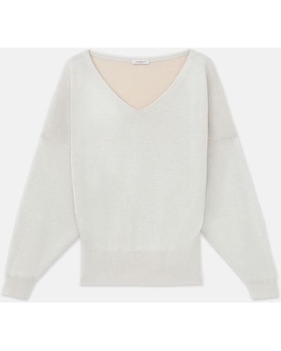 Lafayette 148 New York Plus-size Merino Woolsequin Silk Blouson Sweater - White
