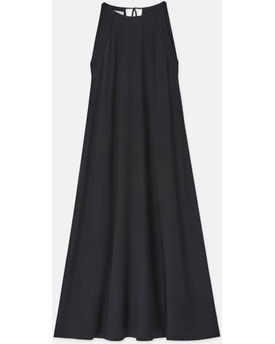 Lafayette 148 New York Organic Silk Stretch Georgette A-line Gown - Black