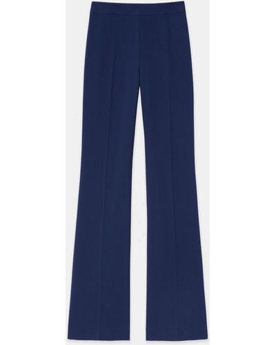Lafayette 148 New York Finesse Crepe Gates Side-zip Flared Pant - Blue