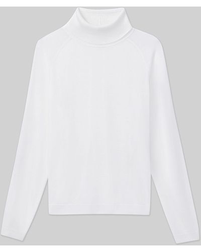 Lafayette 148 New York Petite Responsible Matte Crepe Turtleneck Sweater - White