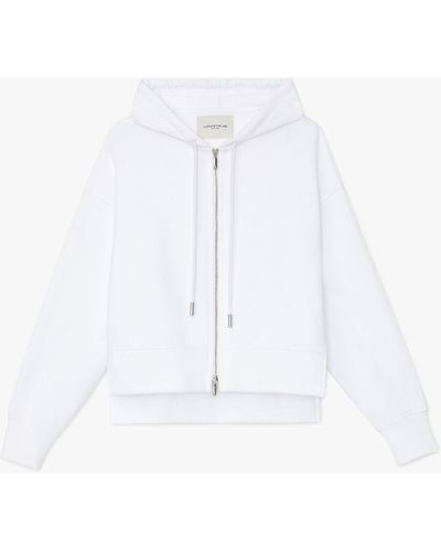 Lafayette 148 New York Cotton French Terry Zip-front Hoodie - White