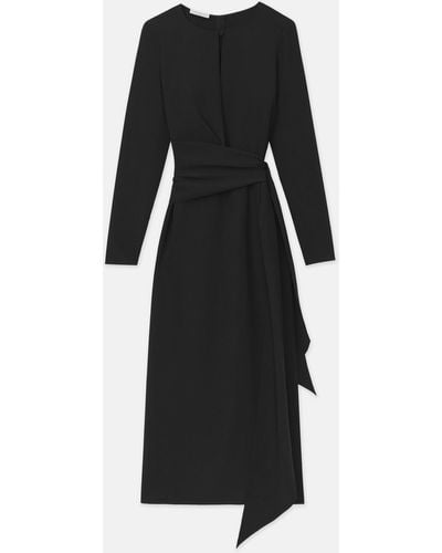 Lafayette 148 New York Plus-size Responsible Finesse Crepe Keyhole Wrap Sash Dress - Black