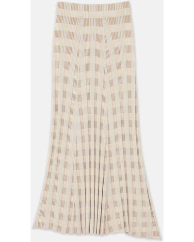 Lafayette 148 New York Gingham Responsible Matte Crepe Knit Asymmetric Skirt - Natural