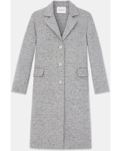 Lafayette 148 New York Petite Speckled Wool Double Face Tweed Coat - Gray