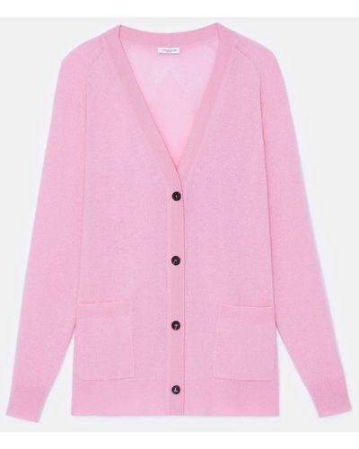 Lafayette 148 New York Plus-size Cashmere Loose Stitch Buttonfront Cardigan - Pink