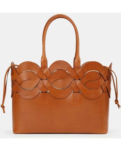 Lafayette 148 New York Vachetta Leather 8 Knot Tote—large-copper-one - Brown