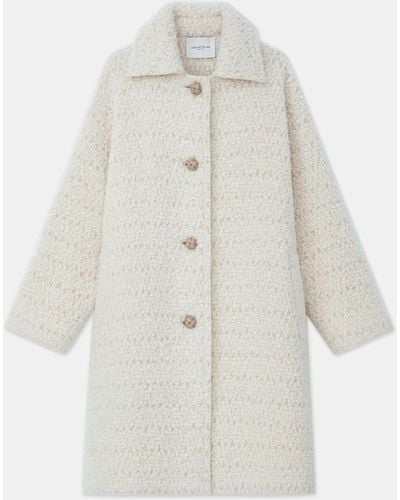Lafayette 148 New York Wool-cotton Bouclé Oversized Coat - White
