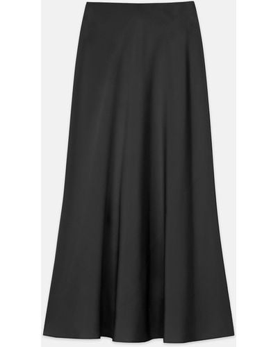 Lafayette 148 New York Organic Silk Stretch Crepe De Chine Bias Skirt - Black
