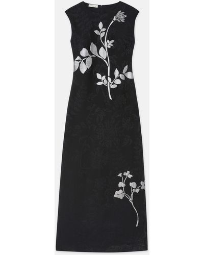 Lafayette 148 New York Flora Bloom Metallic Jacquard Viscose-silk Dress - Black