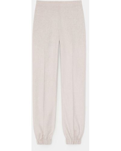 Lafayette 148 New York Cashmere-wool Mélange Relaxed Jogger Pant - White