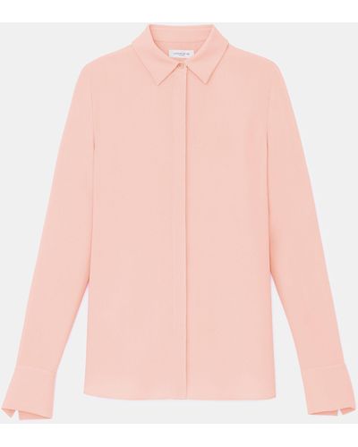 Lafayette 148 New York Plus-size Silk Georgette Button Blouse - Pink