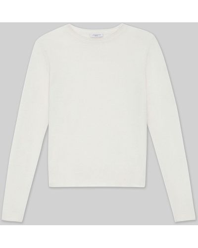 Lafayette 148 New York Fine Gauge Cashmere Sweater - White