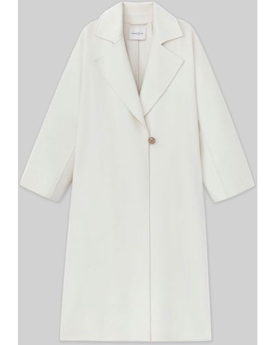 Lafayette 148 New York Brushed Cashmere Double Face Oversized Coat - White