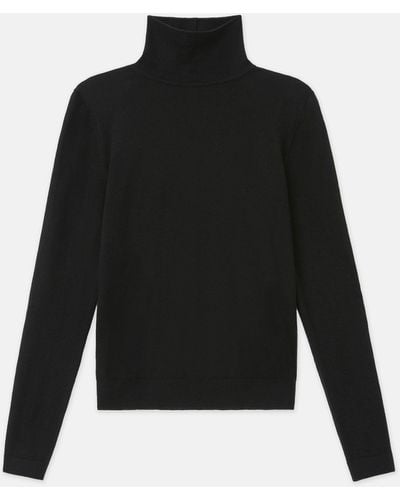 Lafayette 148 New York Fine Gauge Cashmere Stand Collar Sweater - Black