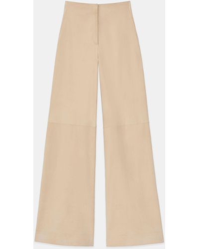 Lafayette 148 New York Paperfine Suede Thames Wide Leg Pant - Natural