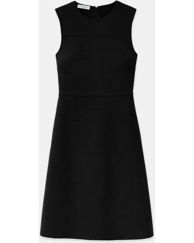 Lafayette 148 New York Petite Responsible Wool Nouveau Crepe Sleeveless Dress - Black