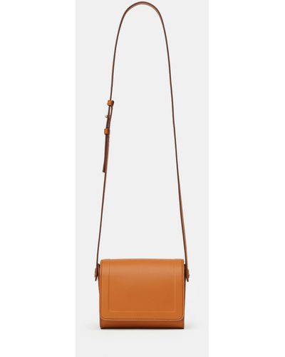 Lafayette 148 New York Calfskin Leather & Suede Saddle Bag—mini-copper-one - White