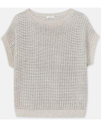 Lafayette 148 New York Sustainable Linen-silk Textured Stitch Bateau Neck Sweater - White