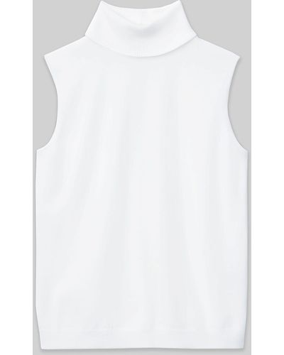 Lafayette 148 New York Responsible Matte Crepe Sleeveless Turtleneck - White