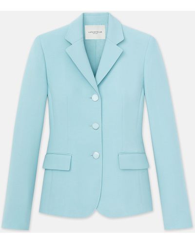 Lafayette 148 New York Wool-silk Crepe Academy Blazer - Blue