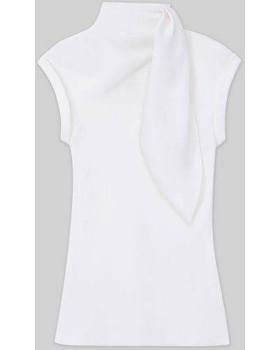 Lafayette 148 New York Silk Georgette Bias Scarf Blouse - White