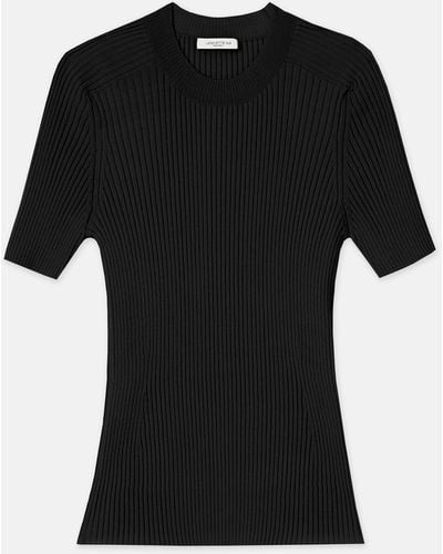 Lafayette 148 New York Plus-size Finespun Voile Ribbed Knit Top - Black