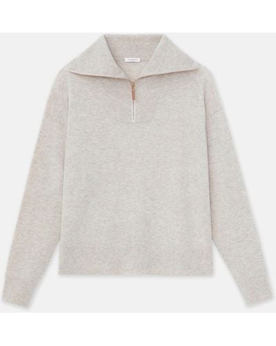 Lafayette 148 New York Plus-size Cashmerino Half Zip Sweater - White