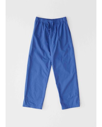 Tekla Cotton Poplin Pyjamas Trousers - Blue