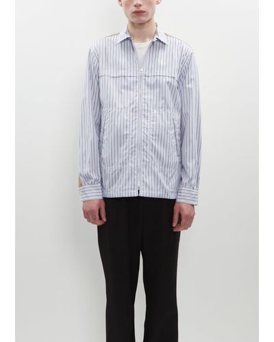 Junya Watanabe Cotton Stripe X Linen Shirt - Blue