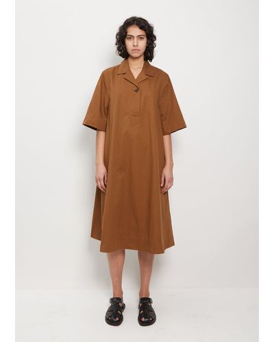 MHL by Margaret Howell Cotton Open Collar Dress - Brown