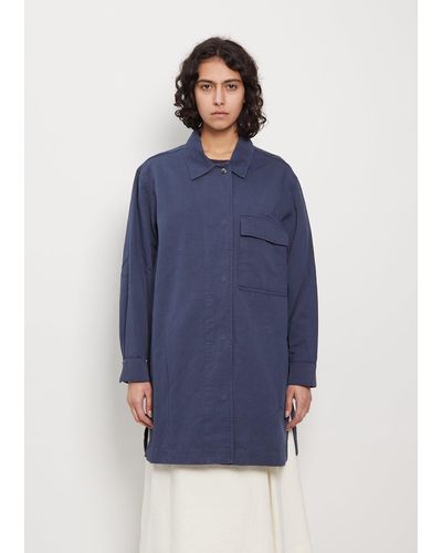 MHL by Margaret Howell Cotton & Linen Military Overshirt - Blue