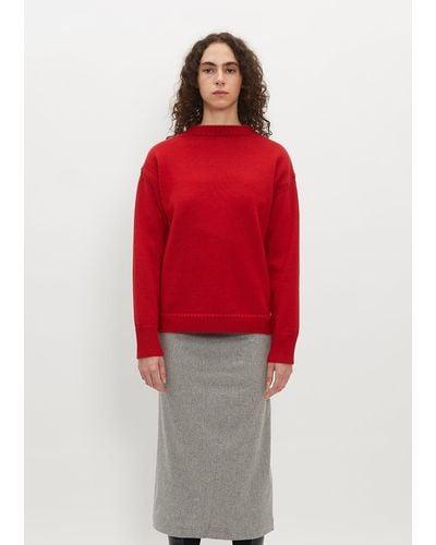 Totême Wool Guernsey Knit Sweater - Red