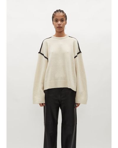 Totême Embroidered Wool Cashmere Knit - Natural