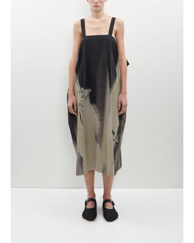 Y's Yohji Yamamoto Printed Shoulder Strap Square Dress - Multicolor